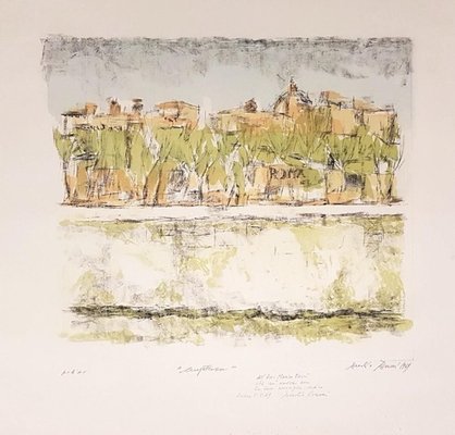 Lungotevere in Rome - Original Lithograph by D. Rossoni - 1969 1969-ZCI-762005