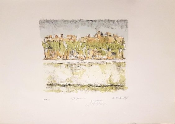 Lungotevere in Rome - Original Lithograph by D. Rossoni - 1969 1969-ZCI-762005