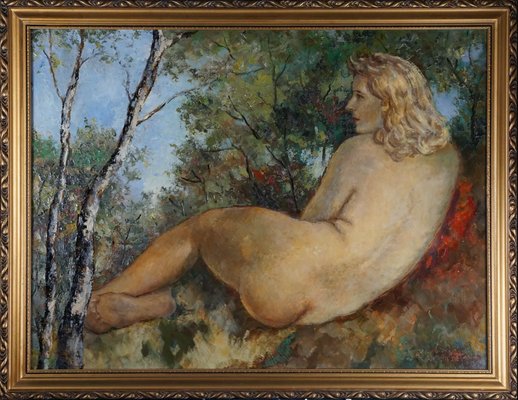 Lying Female Nude, 1920s, Oil on Board-QOR-2023538