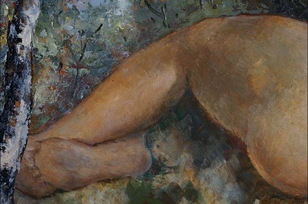 Lying Female Nude, 1920s, Oil on Board-QOR-2023538