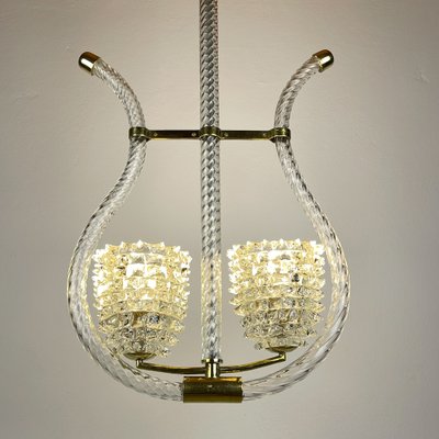 Lyre Murano Chandelier by Ercole Barovier for Barovier and Toso, 1940s-WQC-2034568