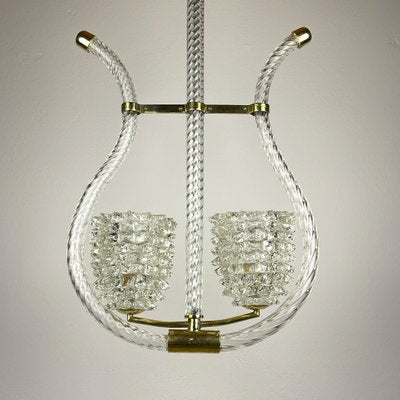 Lyre Murano Chandelier by Ercole Barovier for Barovier and Toso, 1940s-WQC-2034568