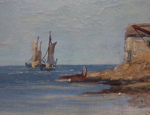 M. Bernard, Ships in the Port, Oil on Canvas, Framed-FSD-1209388