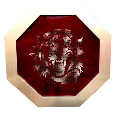 M. Crouzet, Jaguar Sculpture, Brass & Red Acrylic Glass-TCS-1080802