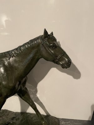 M. de Mathelin, Horse Walking in Bronze with Green Patina, 1900s-LQ-1033404