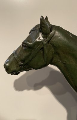 M. de Mathelin, Horse Walking in Bronze with Green Patina, 1900s-LQ-1033404