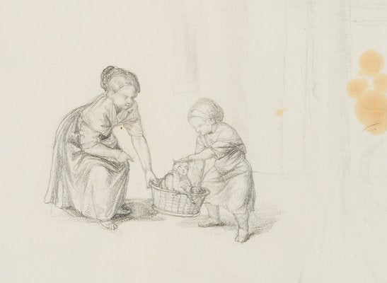 M. Neher, Children with Kittens, 1803, Pencil-OJR-1273265