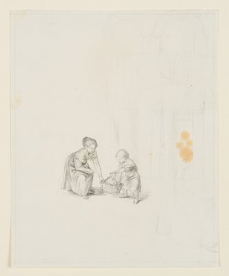 M. Neher, Children with Kittens, 1803, Pencil-OJR-1273265