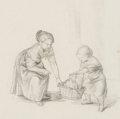 M. Neher, Children with Kittens, 1803, Pencil-OJR-1273265