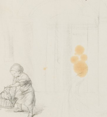 M. Neher, Children with Kittens, 1803, Pencil-OJR-1273265