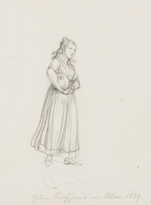 M. Neher, Figure Study on the Town Hall in Ulm, 1839, Pencil-OJR-1273300