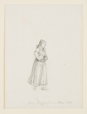 M. Neher, Figure Study on the Town Hall in Ulm, 1839, Pencil-OJR-1273300