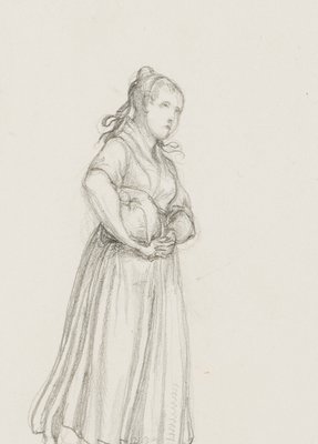 M. Neher, Figure Study on the Town Hall in Ulm, 1839, Pencil-OJR-1273300