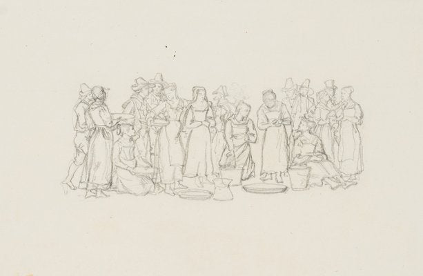 M. Neher, Italian Group of People with Till, 1830, Pencil-OJR-1273288