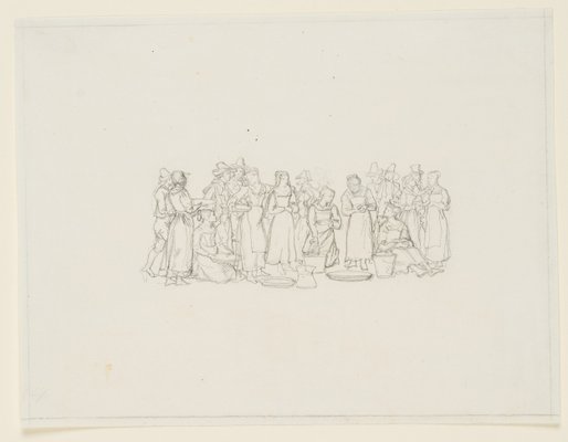 M. Neher, Italian Group of People with Till, 1830, Pencil-OJR-1273288