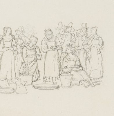 M. Neher, Italian Group of People with Till, 1830, Pencil-OJR-1273288