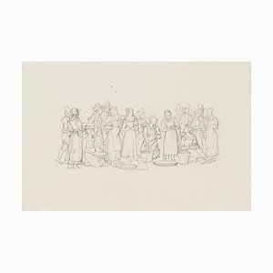 M. Neher, Italian Group of People with Till, 1830, Pencil-OJR-1273288