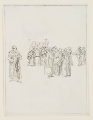 M. Neher, Italian Market Scene, 1840, Pencil-OJR-1273306