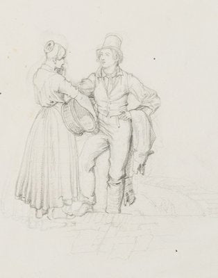 M. Neher, Man and Woman in the Conversation, 1830, Pencil-OJR-1273290