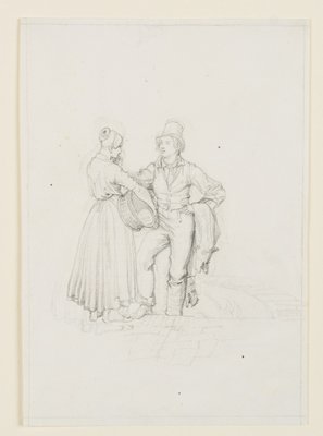 M. Neher, Man and Woman in the Conversation, 1830, Pencil-OJR-1273290