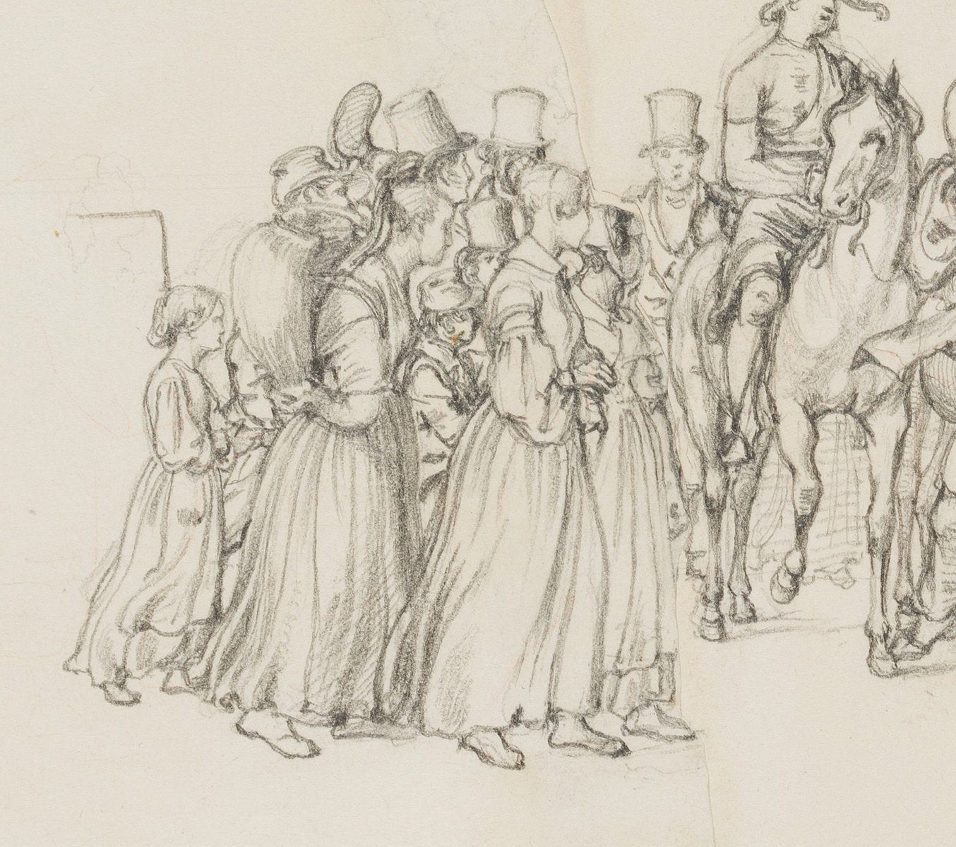 M. Neher, Procession with a Couple on Horseback, 1840, Pencil