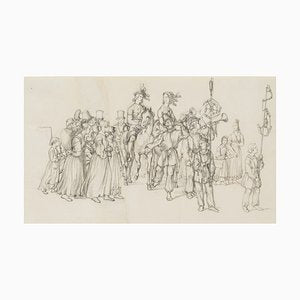 M. Neher, Procession with a Couple on Horseback, 1840, Pencil-OJR-1273307