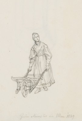 M. Neher, Woman with a Wheelbarrow, 1839, Pencil-OJR-1273301