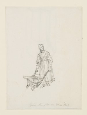 M. Neher, Woman with a Wheelbarrow, 1839, Pencil-OJR-1273301