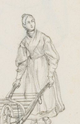 M. Neher, Woman with a Wheelbarrow, 1839, Pencil-OJR-1273301