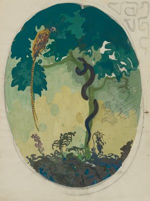 M. Wiegand, the Snake and the Pheasant, 20th-century, Gouache-OJR-1273504