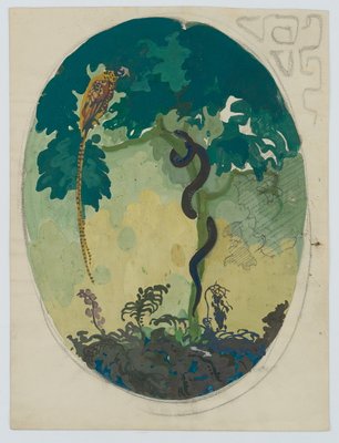 M. Wiegand, the Snake and the Pheasant, 20th-century, Gouache-OJR-1273504