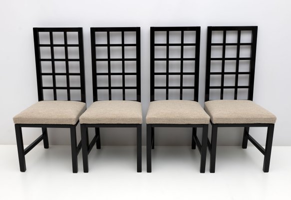 Mackintosh Style Black Lacquered High Back Chairs, 1970, Set of 4-FER-1758727