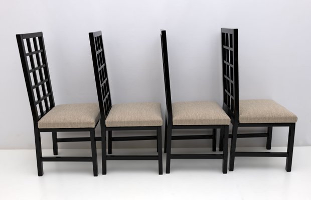 Mackintosh Style Black Lacquered High Back Chairs, 1970, Set of 4-FER-1758727