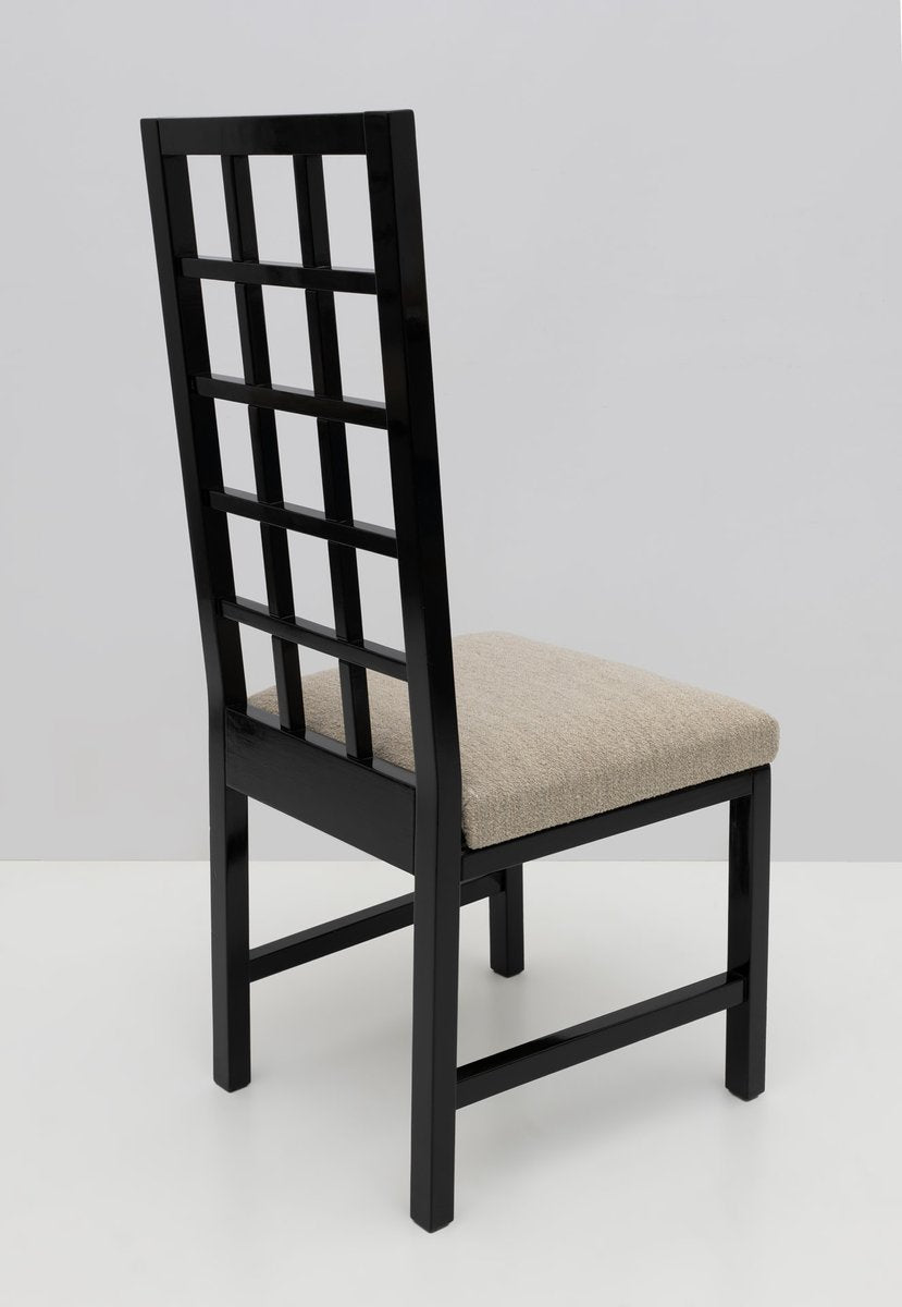 Mackintosh Style Black Lacquered High Back Chairs, 1970, Set of 4