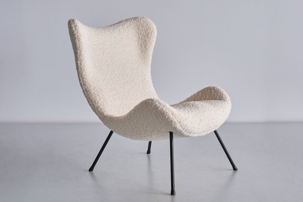 Madame Lounge Chair in White Nobilis Bouclé by Fritz Neth for Correcta, 1958-FMT-1452755