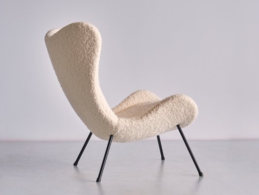 Madame Lounge Chair in White Nobilis Bouclé by Fritz Neth for Correcta, 1958-FMT-1452755