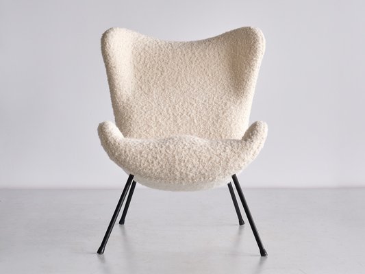 Madame Lounge Chair in White Nobilis Bouclé by Fritz Neth for Correcta, 1958-FMT-1452755