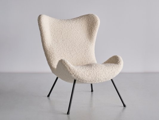 Madame Lounge Chair in White Nobilis Bouclé by Fritz Neth for Correcta, 1958-FMT-1452755