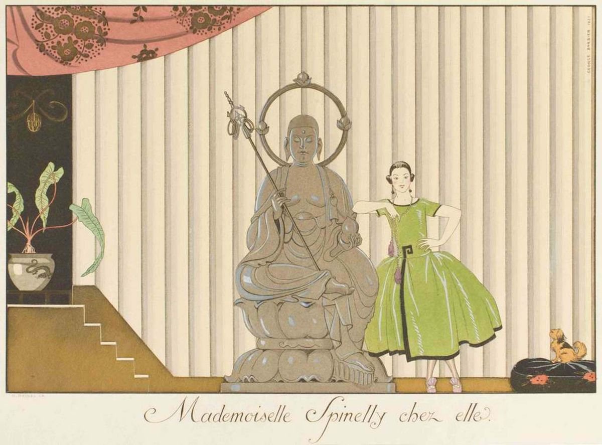 Mademoiselle Spinelly chez elle - Original Pochoir by G. Barbier - 1920 1921