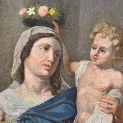 Madonna and Child Jesus, 19th-Century, Oil on Canvas, Framed-YVI-1293125