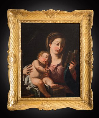 Madonna and Sleeping Child, Naples, Late 18th-Century, Oil on Canvas, Framed-KKK-1326053