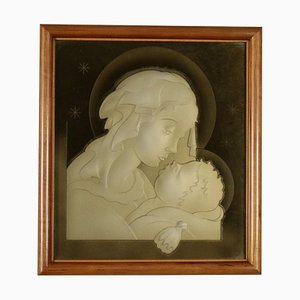 Madonna with Child Gilded Glass, Italy, 1940s-VMM-631004