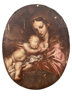 Madonna with Sleeping Child, 17th Century, Oil on Canvas-PKM-1717554