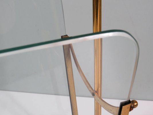 Magazine Rack in Brass and Glass, Italy, 1950s-1960s-UKG-1757051