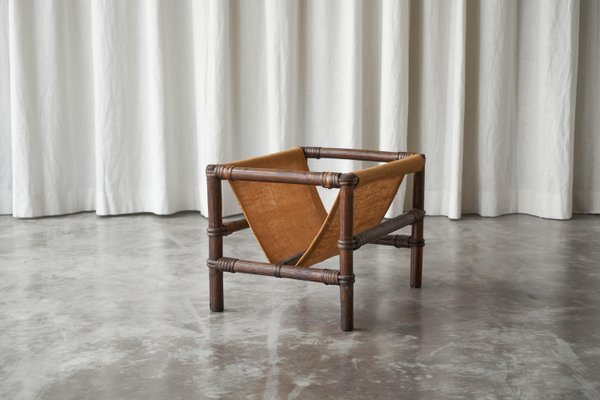 Magazine Rack in Canvas and Bamboo, 1960s-FEW-2024200