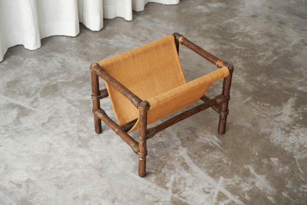 Magazine Rack in Canvas and Bamboo, 1960s-FEW-2024200