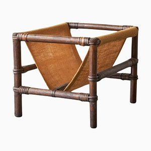 Magazine Rack in Canvas and Bamboo, 1960s-FEW-2024200