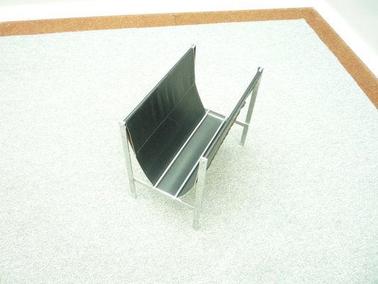 Magazine Rack in Chrome and Leather, 1960s-UG-1283128