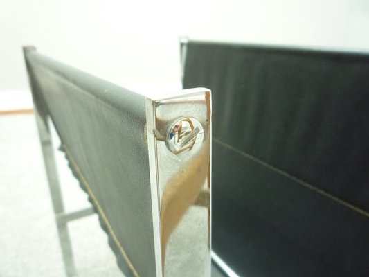 Magazine Rack in Chrome and Leather, 1960s-UG-1283128