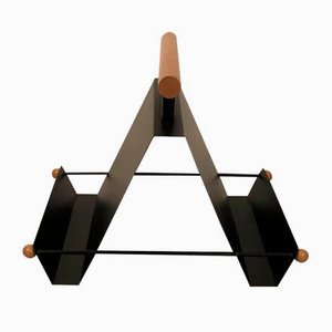 Magazine Rack in Iron and Wood, Italy, 1980s-ZD-674727